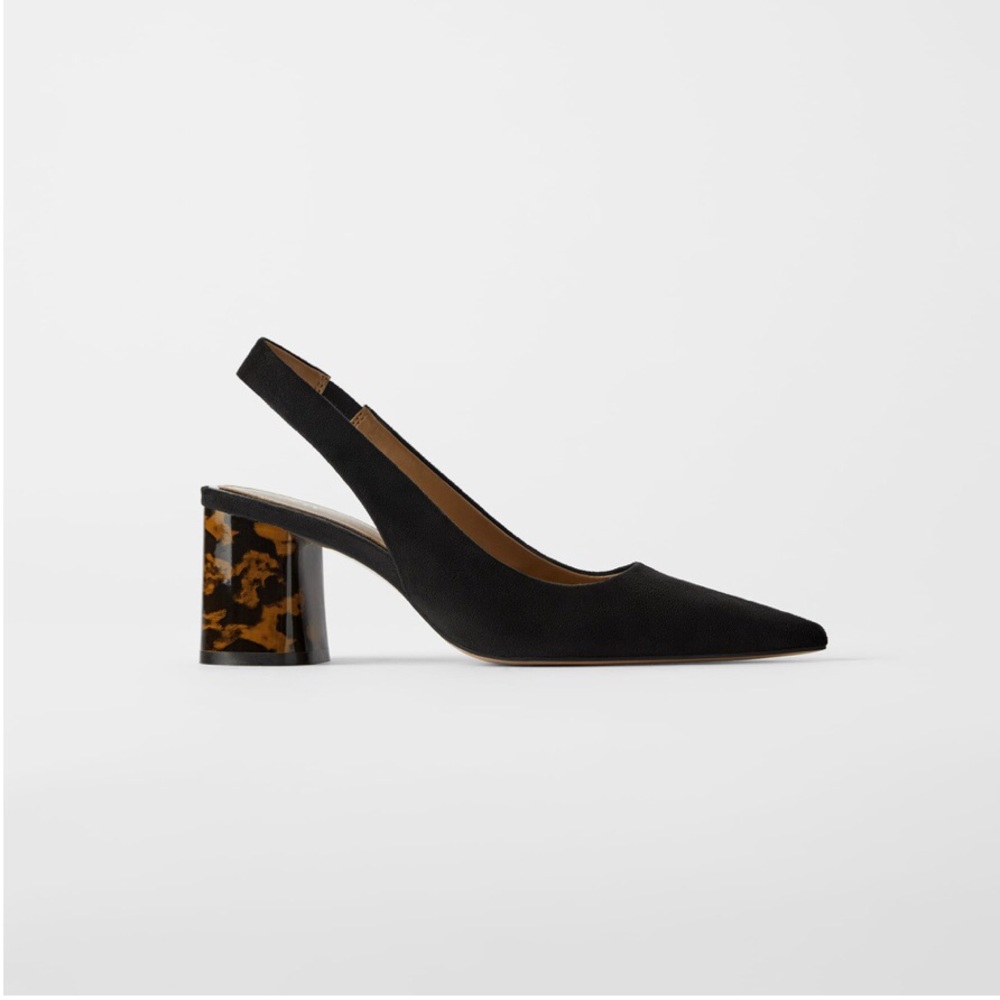 ZARA SLINGBACK SHOES WITH TORTOISESHELL HEELS - Picture 2 of 16